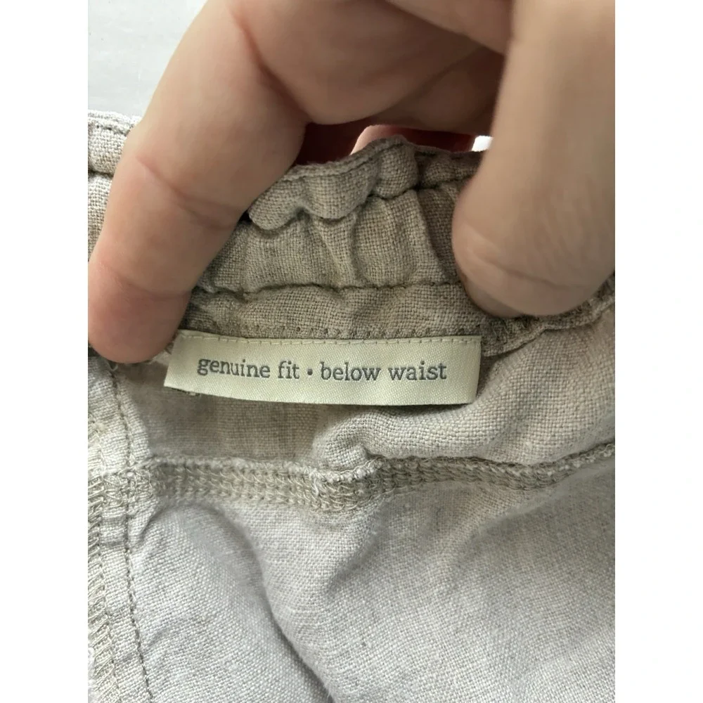 J Jill Wide Leg Pants Sz 16W 100% Linen Tan Lagenlook Beach Pockets‎ Coastal